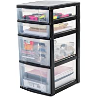 Iris Ohyama NMC-322- Torre de Almacenamiento sobre Ruedas con 4 cajones-New Media Chest-NMC-322- plástico- Negro…